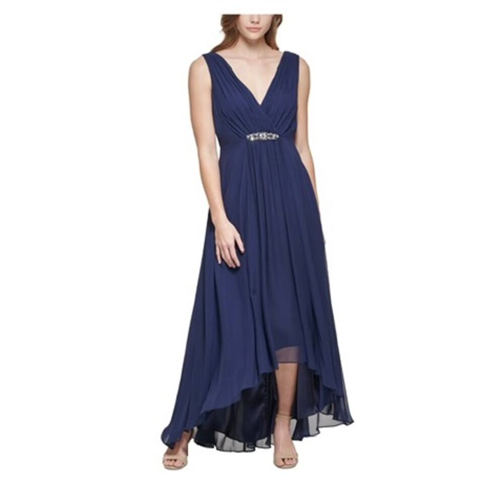 ELIZA J Women's Navy High-Low Formal Chiffon Dress | Size 8
